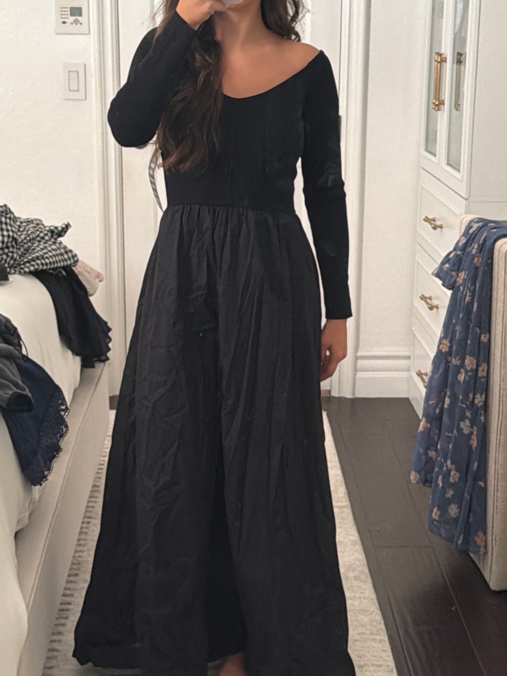 Tuckernuck Black Long Sleeve Scoop Neck Maxi Dress